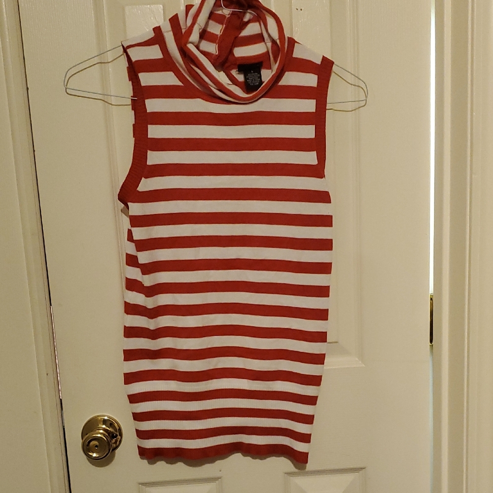 Rue21 Red and White Striped Cowlneck Sleeveless Top